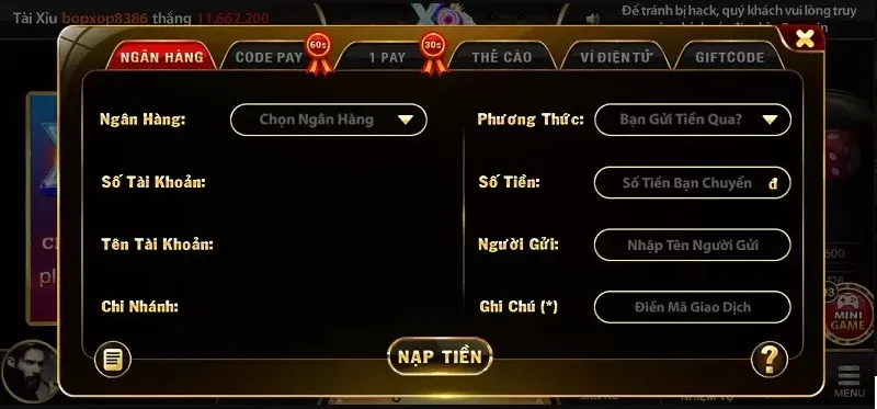 Hướng dẫn nạp tiền vào tài khoản Hit Club