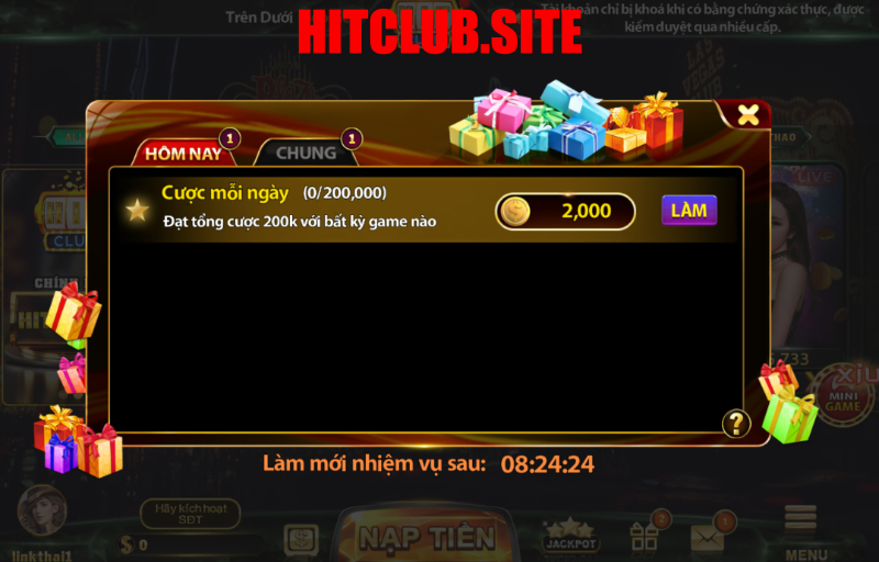 Làm nhiệm vụ nhận khuyến mãi Hit Club hàng ngày