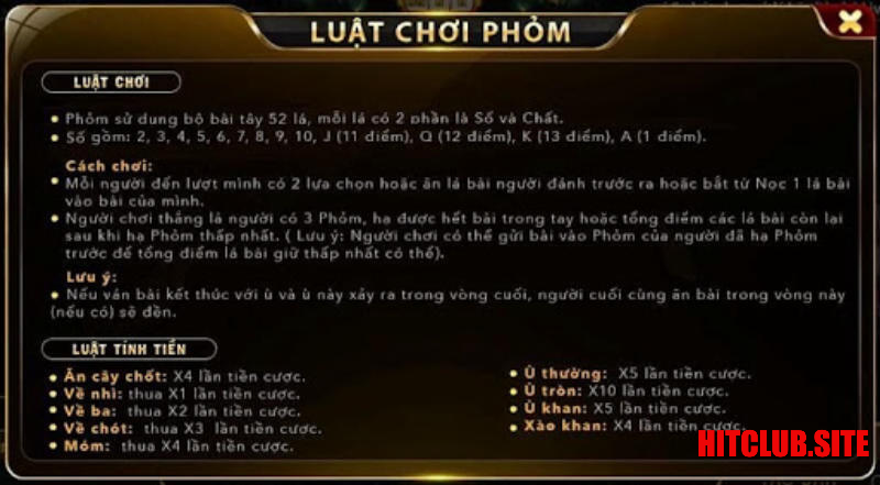 Cách chơi bài phỏm Hitclub